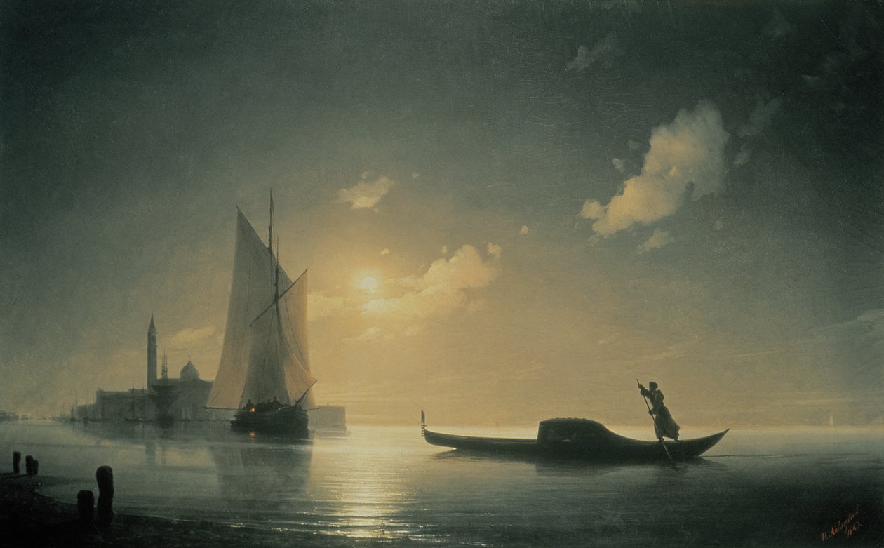 Gondolier at Sea by Night, 1843 alkotó: Ivan Konstantinovich Aivazovsky