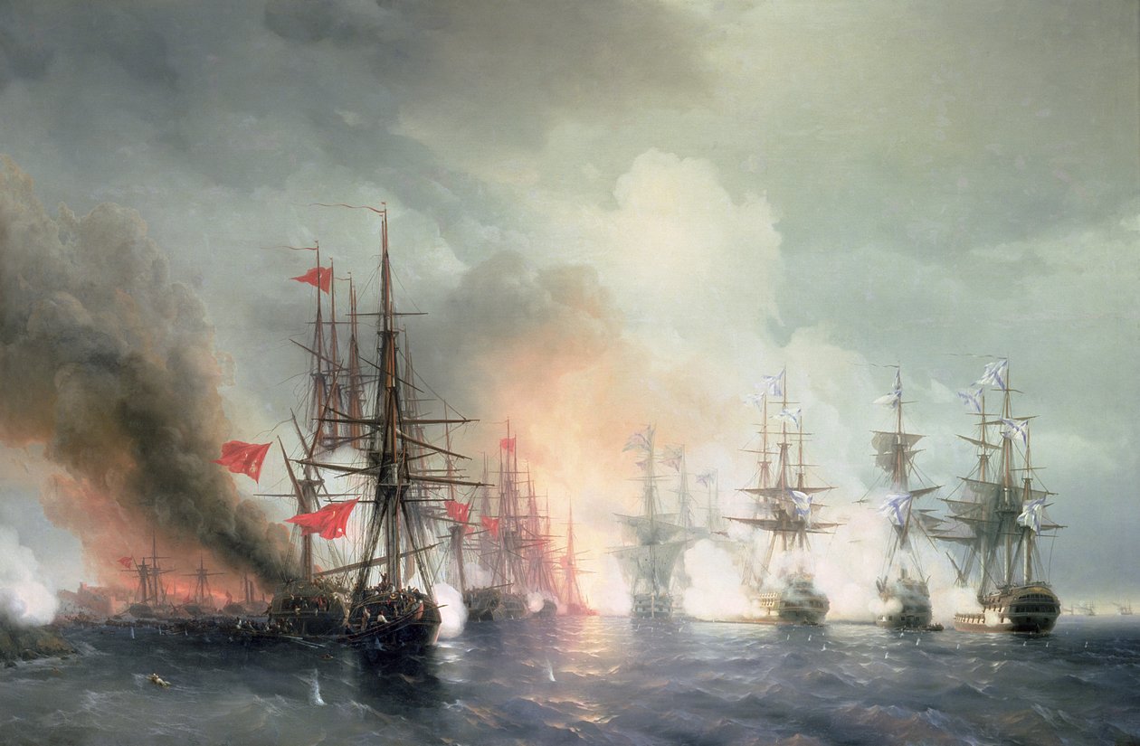 Orosz-török szinopi tengeri csata 1853. november 18-án alkotó: Ivan Konstantinovich Aivazovsky
