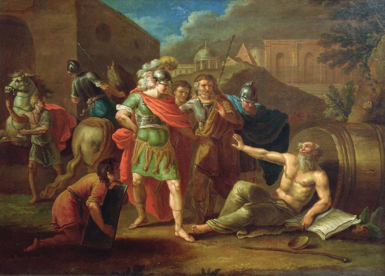 Nagy Sándor meglátogatja Diogenészt Korinthusban, 1787-ben alkotó: Ivan Philippovich Tupylev