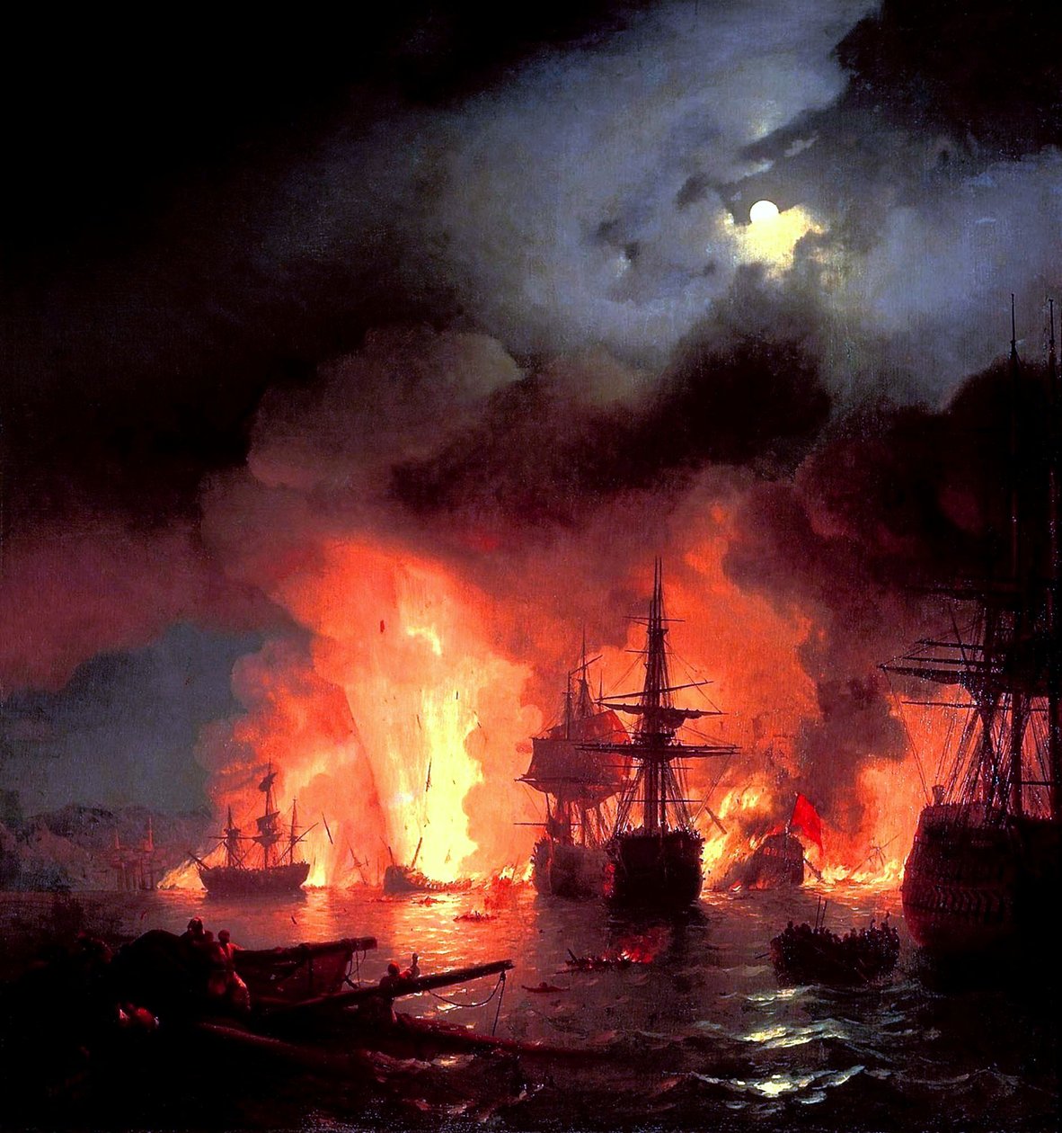Éjszakai csata Çesme-nél alkotó: Ivan Aivazovsky