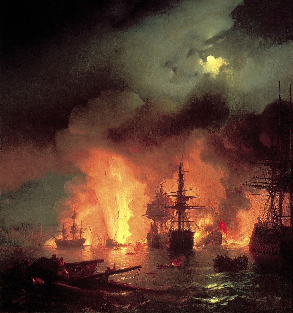 Éjszakai csata Çesme-nél alkotó: Ivan Aivazovsky