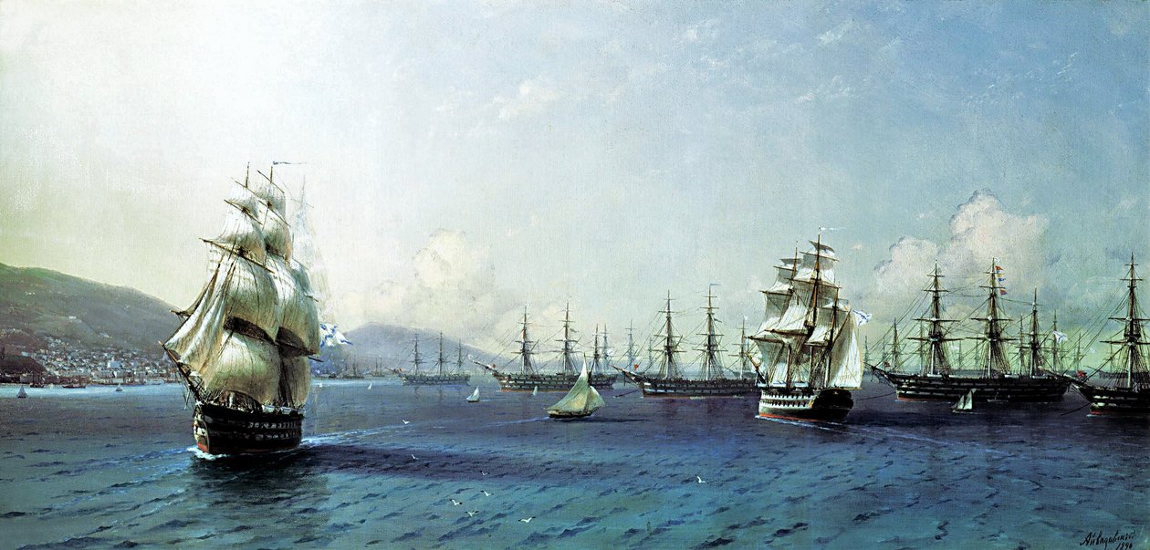Fekete-tengeri flotta a Theodoszi-öbölben, közvetlenül a krími háború előtt alkotó: Ivan Aivazovsky