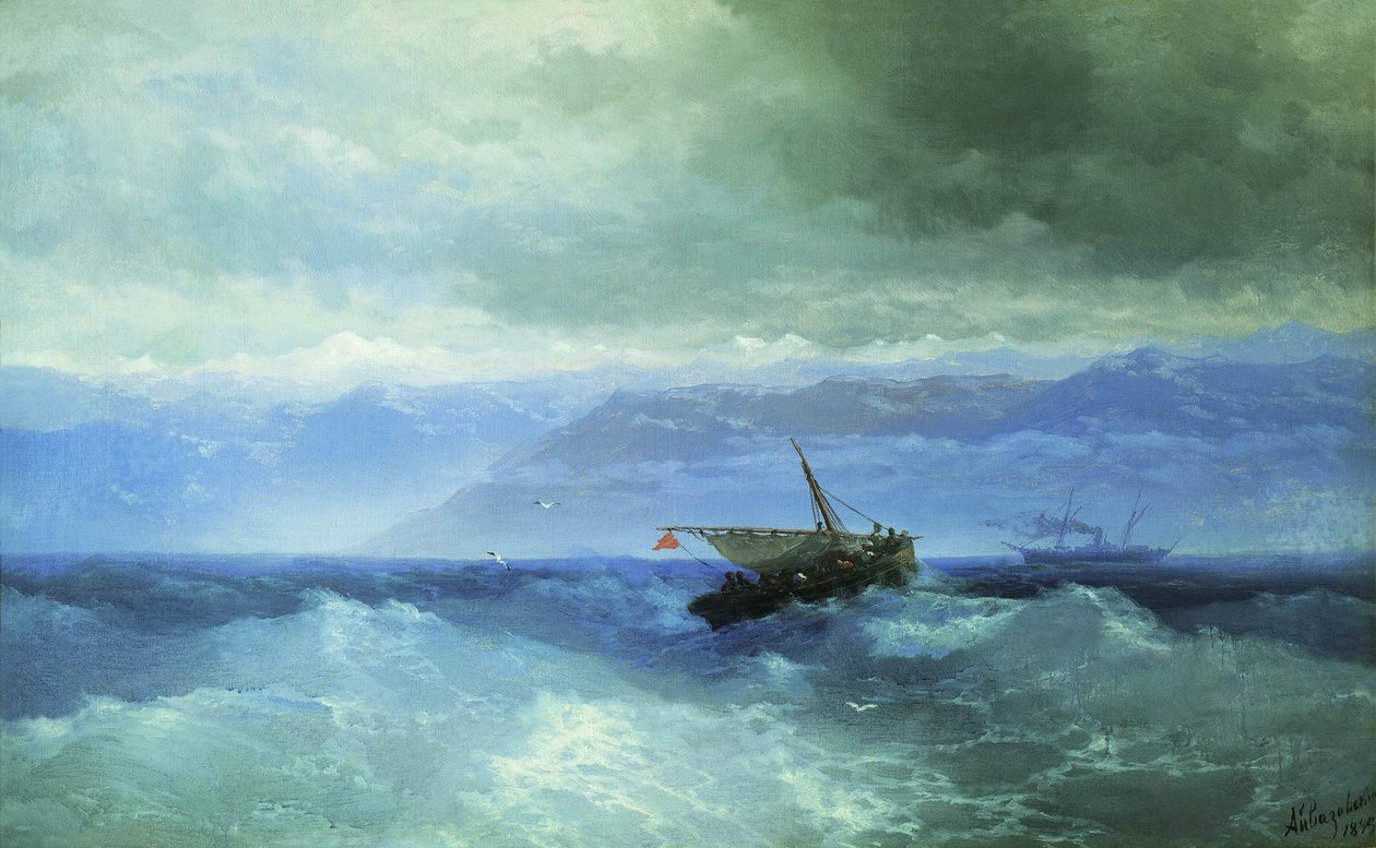 Orosz: "Kaukázusi hegység a tenger felől" Kaukázusi hegység a tenger felől alkotó: Ivan Aivazovsky