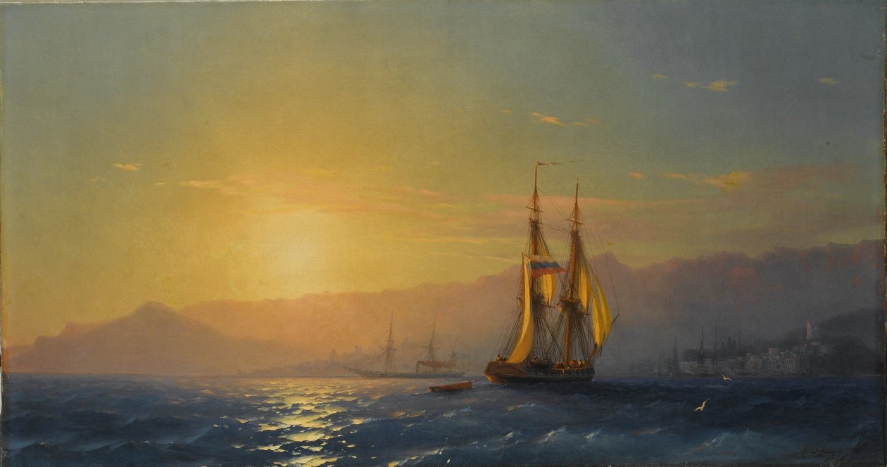 Orosz: "Naplemente a tengeren" Naplemente a tengeren alkotó: Ivan Aivazovsky