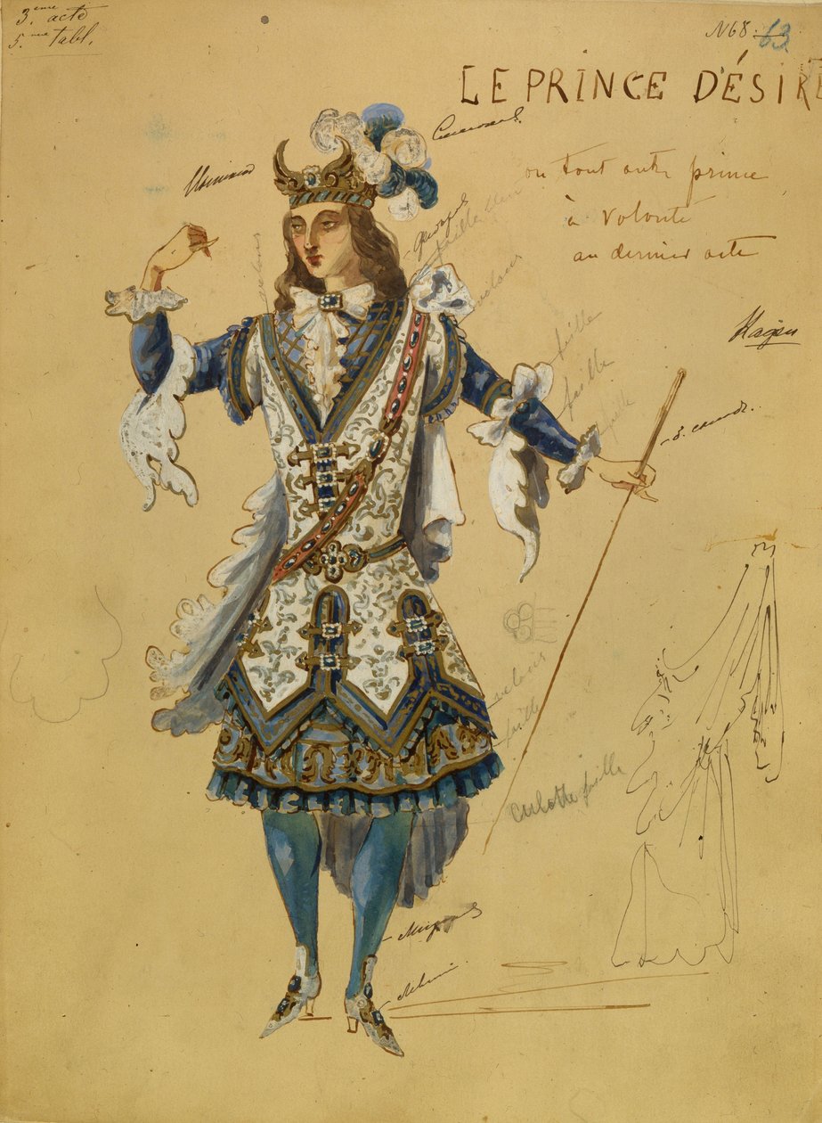 P. Csajkovszkij Csipkerózsika című balettjének jelmezterve, 1890 alkotó: Ivan Alexandrovich Vsevolozhsky