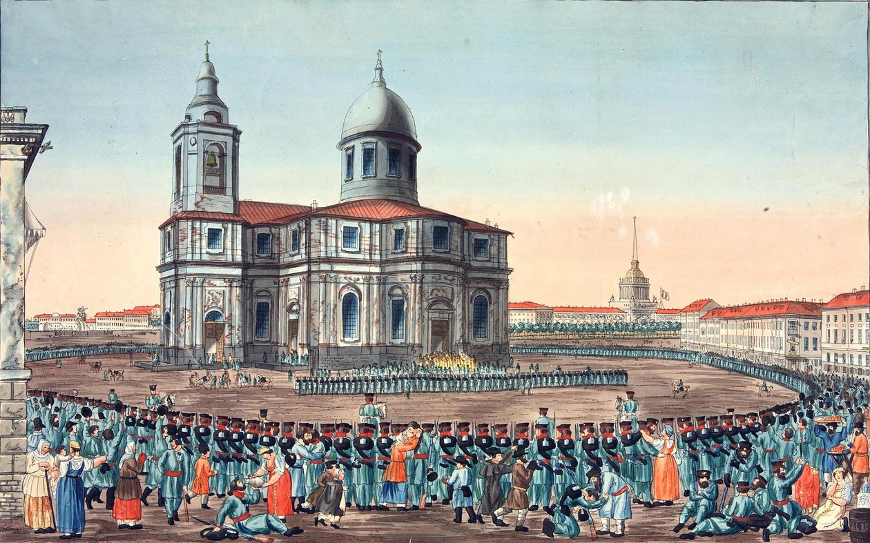 Népi milícia fogadása a szentpétervári Szent Izsák téren, 1815 alkotó: Ivan Alexeyevich Ivanov