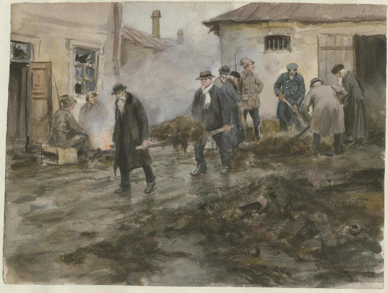 A burzsoázia az istállókat megtisztítja az akvarellsorozatból Orosz forradalom, 1920 alkotó: Ivan Alexeyevich Vladimirov