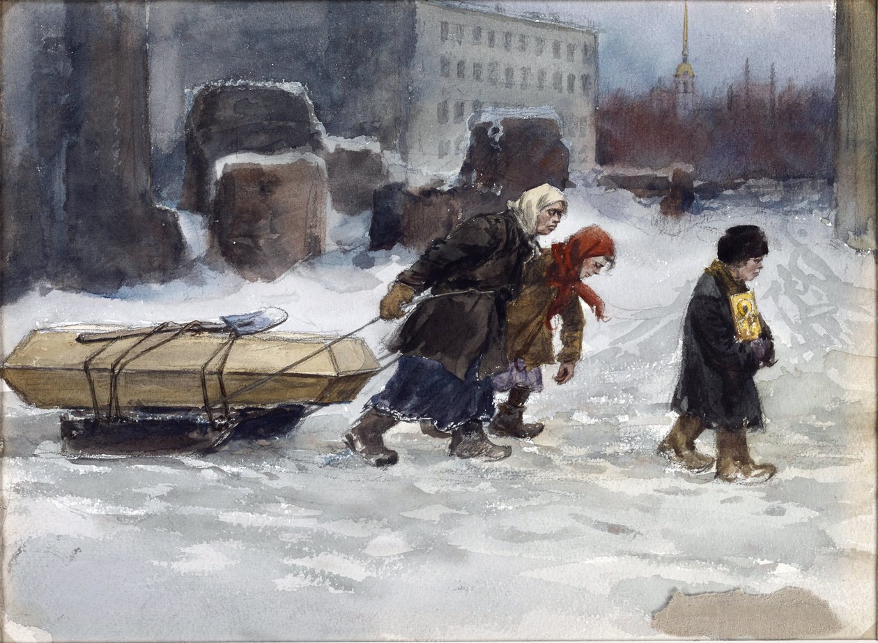 Vlagyimir Ivan Alekszejevics (1869-1947) egy nem kommunista munkást temetett. Akvarell, gouache, papír alkotó: Ivan Alexeyevich Vladimirov