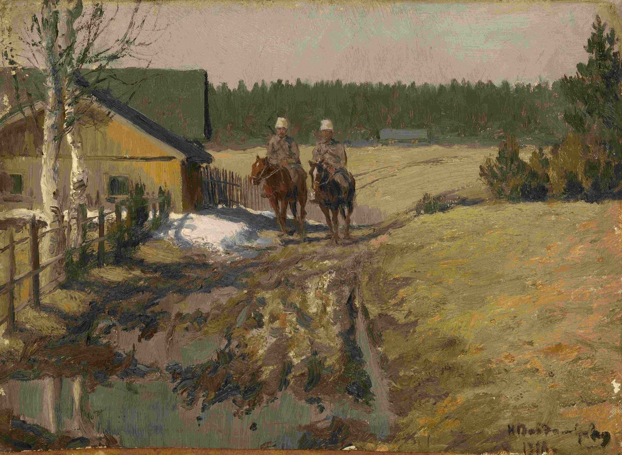 Kozákok lóháton, 1916 alkotó: Ivan Alexeyevich Vladimirov