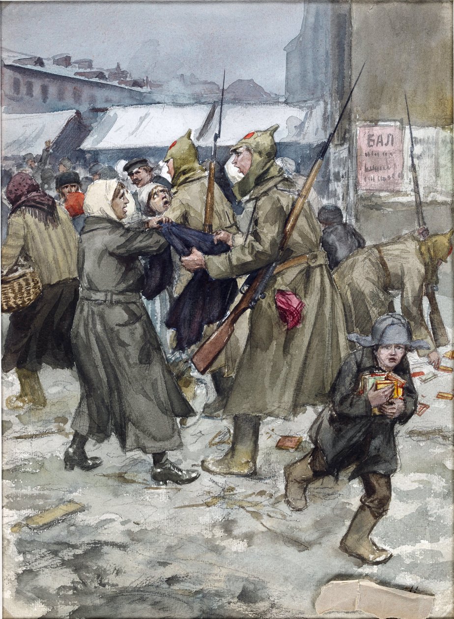 Vlagyimirov, Ivan Alekszejevics (1869-1947) szabadkereskedelme Petrográdban. Akvarell, gouache, papír alkotó: Ivan Alexeyevich Vladimirov