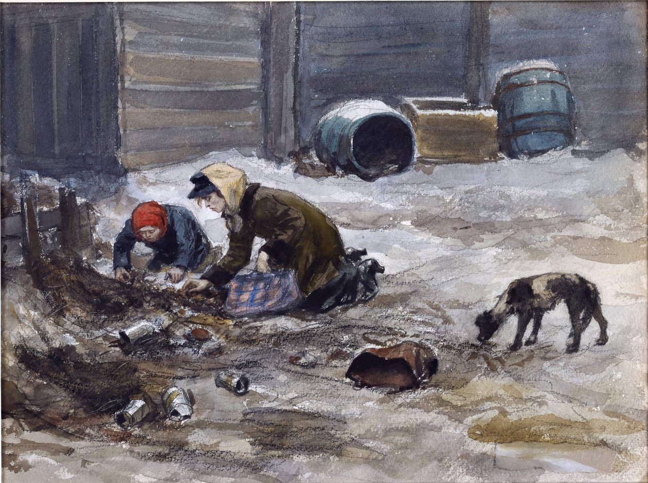 Éhes évek Petrográdban (Természetből merített) Vladimirov, Ivan Alekszejevics (1869-1947). Akvarell, gouache, papír alkotó: Ivan Alexeyevich Vladimirov