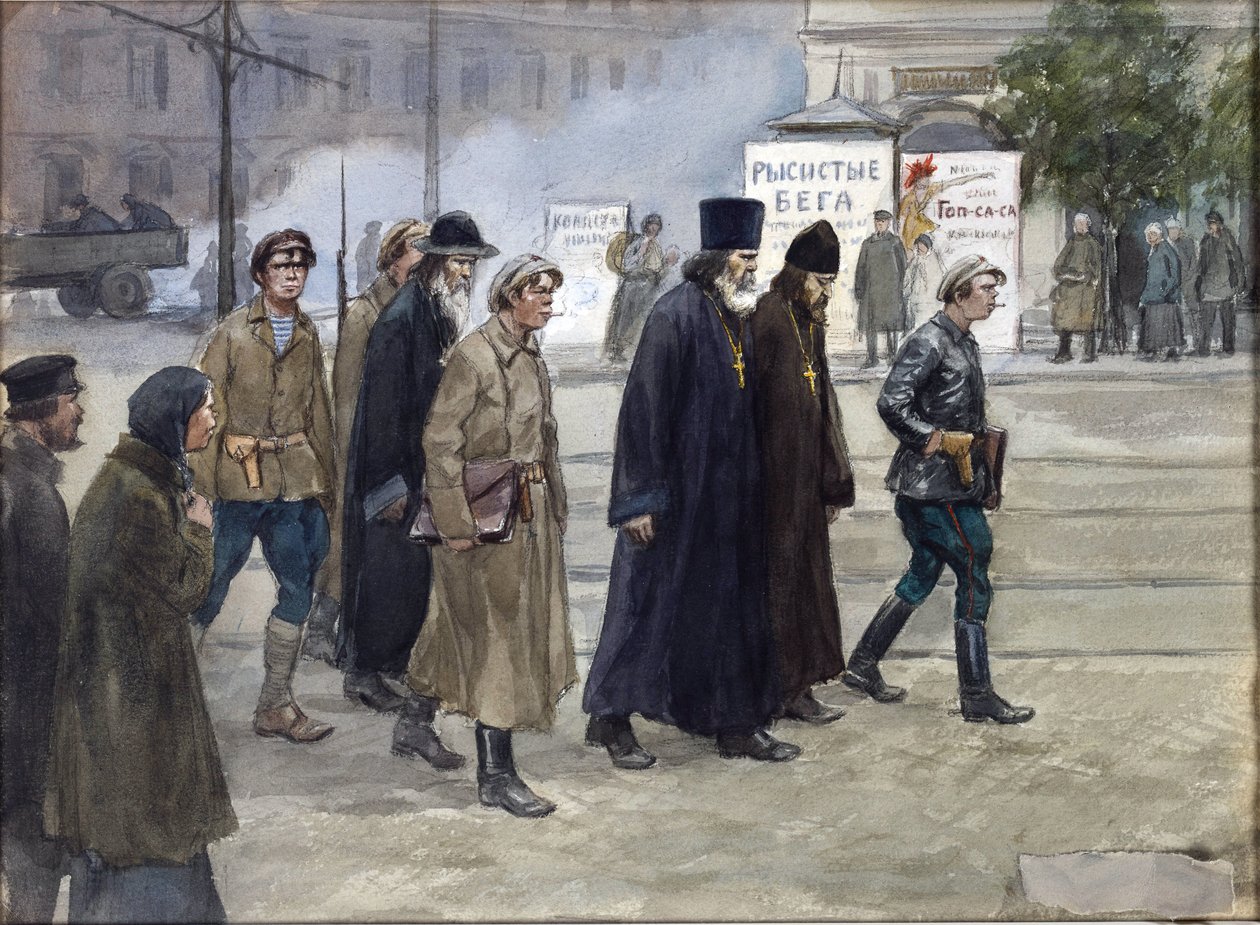 A papok, akiket Vladimirov, Ivan Alekszejevics (1869-1947) bocsátott ítéletre. Akvarell, gouache, papír alkotó: Ivan Alexeyevich Vladimirov