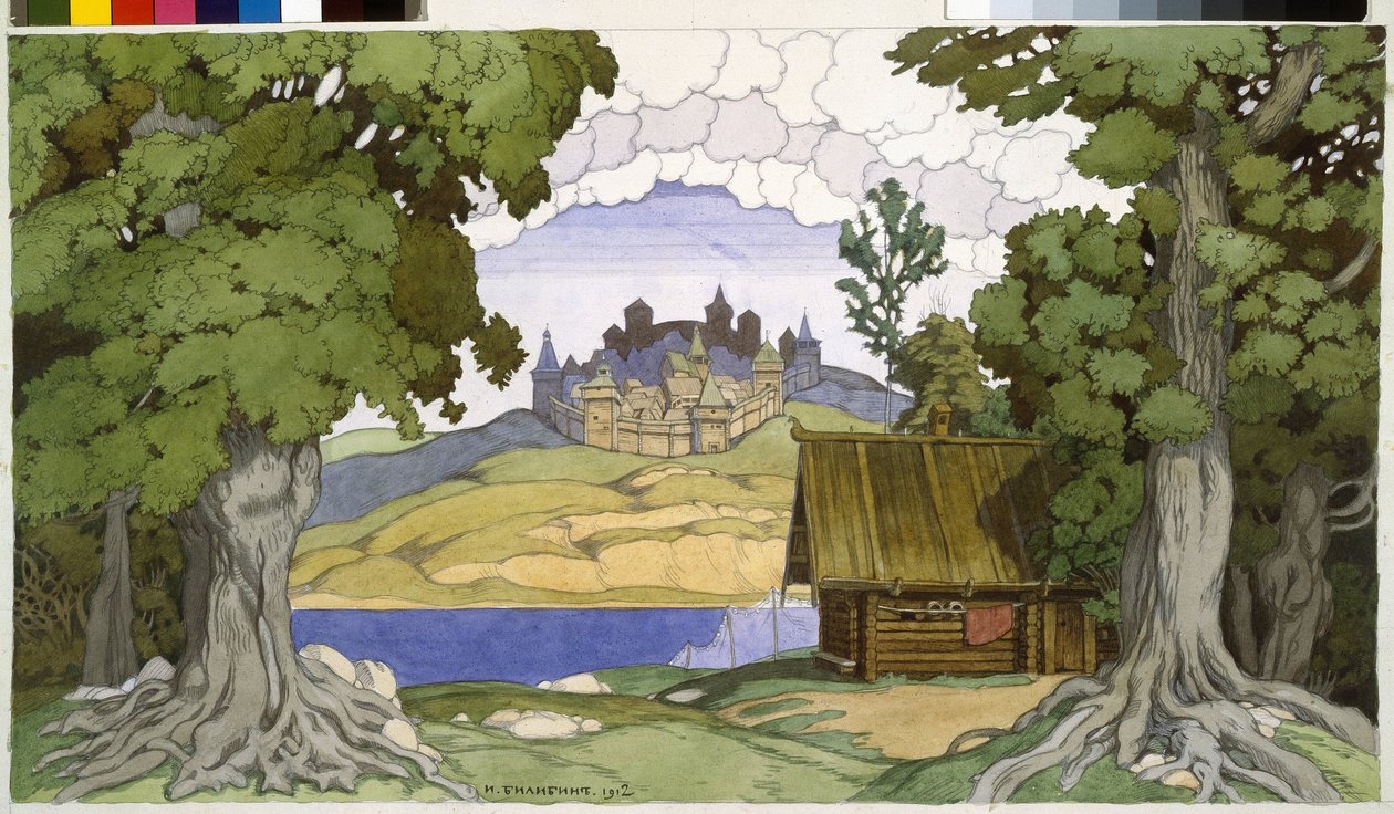 Alekszej Vertovski (1799-1862) "Askold sírja"" című operájának dekorációja. Ivan Jakovlevics Bilibin (Bilibin) (1876-1942) munkája, akvarell papíron alkotó: Ivan Yakovlevich Bilibin