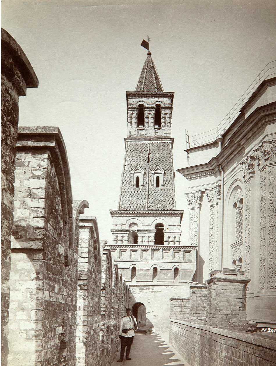 A fegyvertár (Oruzheynaya) torony a moszkvai Kremlben. Albumin Fénykép: Ivan Fjodorovics Borscsevszkij (1851-1948), 1889 előtt. Állami Egyesült Múzeumi Központ a Kremlben, Moszkva alkotó: Ivan Fyodorovich Borshchevsky