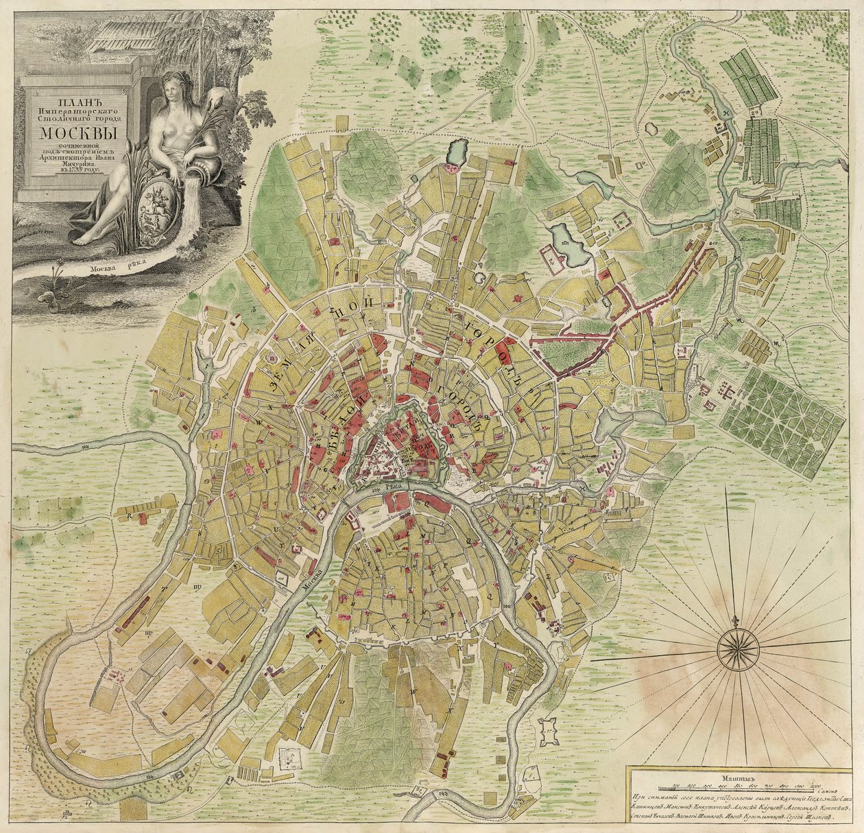 Moszkva térképe, 1739 alkotó: Ivan Fyodorovich Michurin