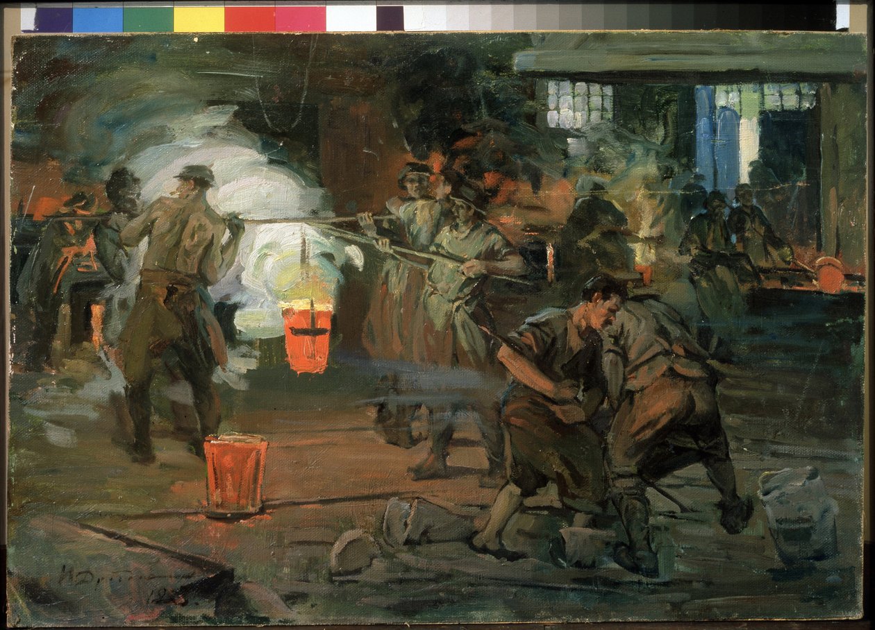 ""Munkások egy öntödei műhelyben"" Ivan Georgievich Drozdov festménye (1880-1939) 1923 Állami Orosz Múzeum Szentpétervár alkotó: Ivan Georgievich Drozdov