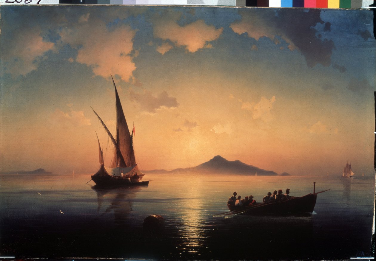 La baie de Naples (A nápolyi öböl) (Olaszország). Iván Konsztantyinovics Aivazoszkij peinture (Ivan Konstantinovitch Aivazovski alkotó: Ivan Konstantinovich Aivazosky