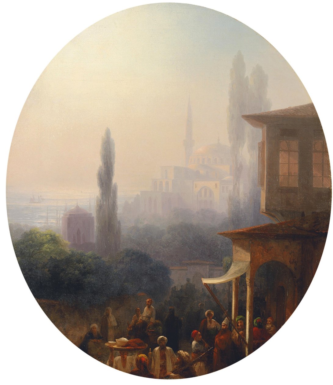 Piaci jelenet Konstantinápolyban, a Hagia Sophia mögött, 1860 alkotó: Ivan Konstantinovich Aivazovsky