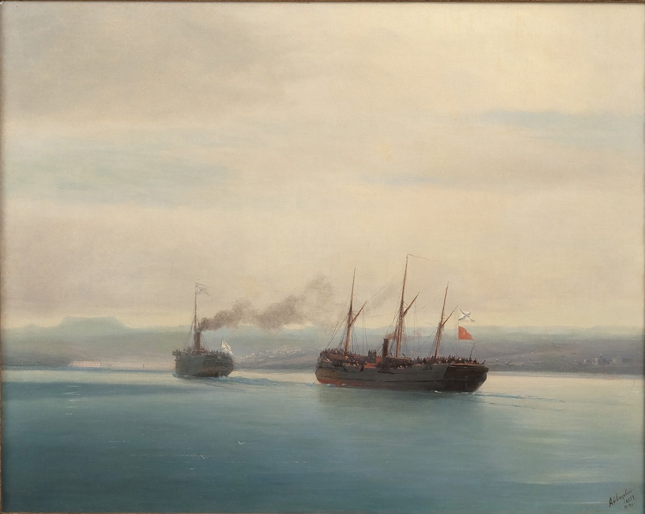 A Mersina török hadihajó elfoglalása az Oroszország gőzhajóval 1877. december 13-án alkotó: Ivan Konstantinovich Aivazovsky