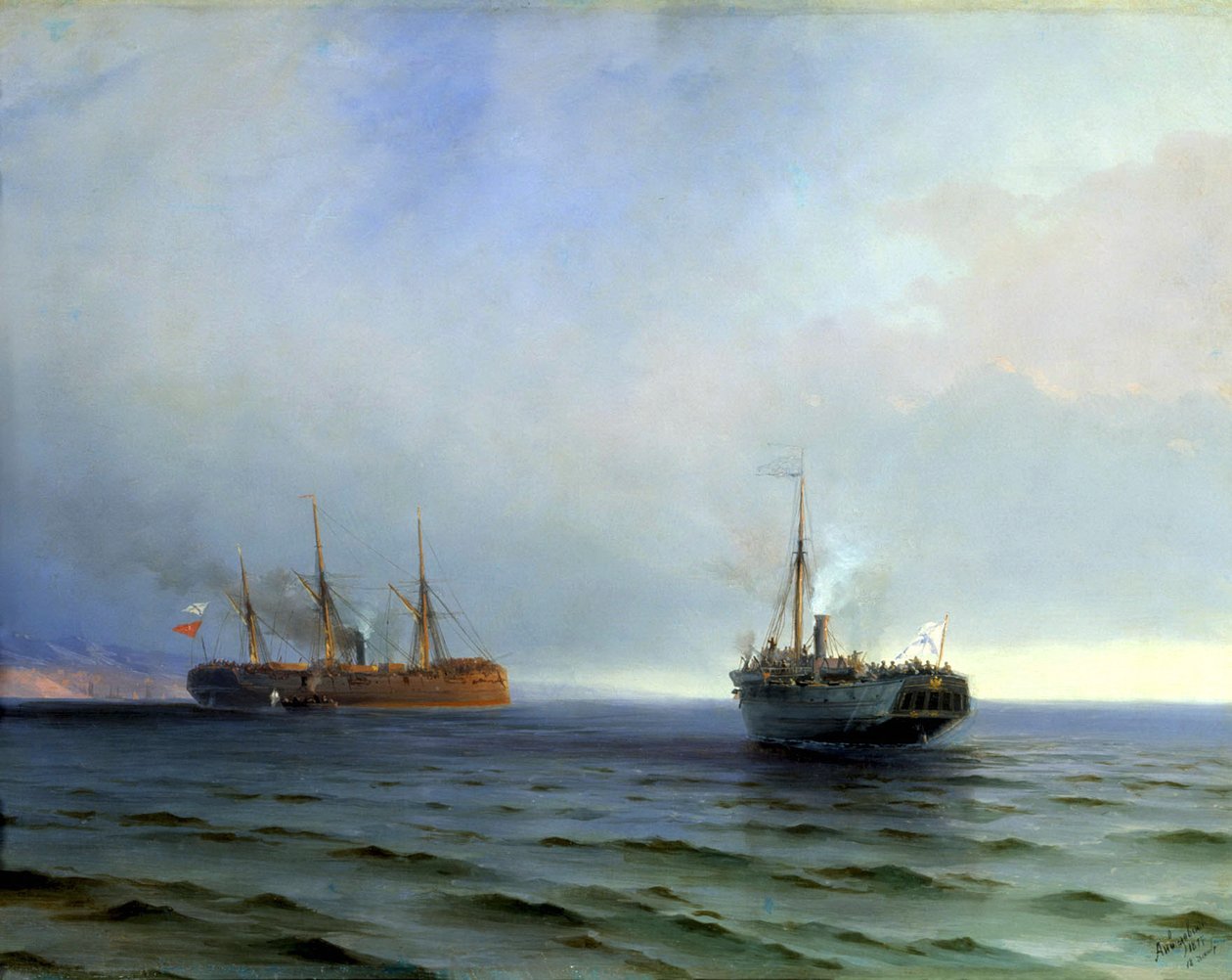 A török „Messina” katonai szállítóeszköz elfoglalása, 1877. december 13. alkotó: Ivan Konstantinovich Aivazovsky