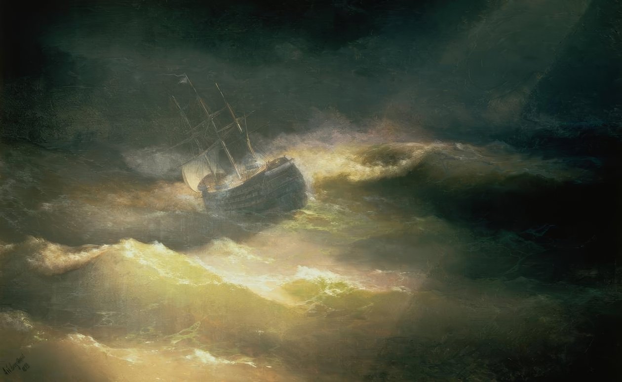 A Maria hajó a viharban alkotó: Ivan Konstantinovich Aivazovsky