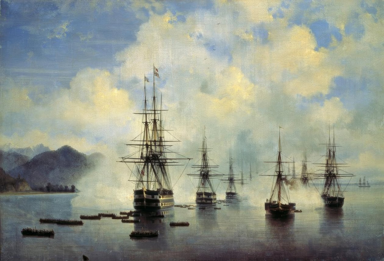 N.Raewski tábornok partraszállása Subaschi mellett 1839 júliusában. alkotó: Ivan Konstantinovich Aivazovsky