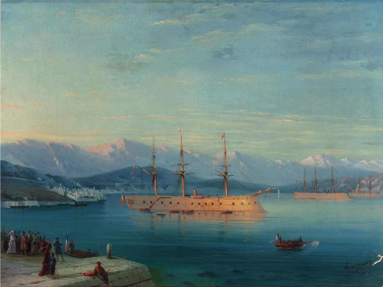A Fekete-tengerről induló francia hajók 1871 (olaj, vászon) alkotó: Ivan Konstantinovich Aivazovsky