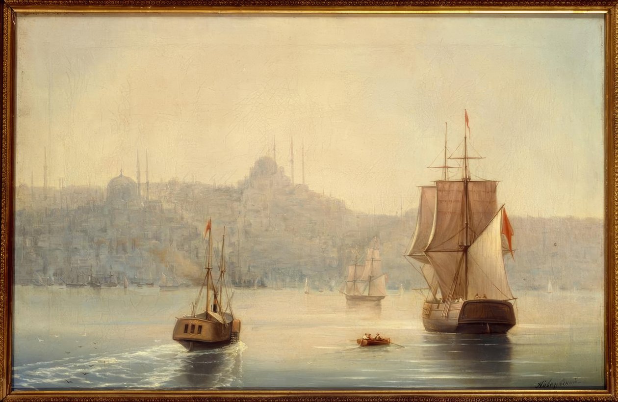 Konstantinápoly, kikötő / I. K. Aivazovsky festménye alkotó: Ivan Konstantinovich Aivazovsky