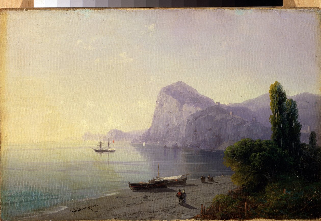 La forteresse de Sudak (Ukrajna) (Sudak, Fortress). Iván Konsztantyinovics Aivazovszkij peinture (Ivan Konstantinovich Aivazovsky alkotó: Ivan Konstantinovich Aivazovsky