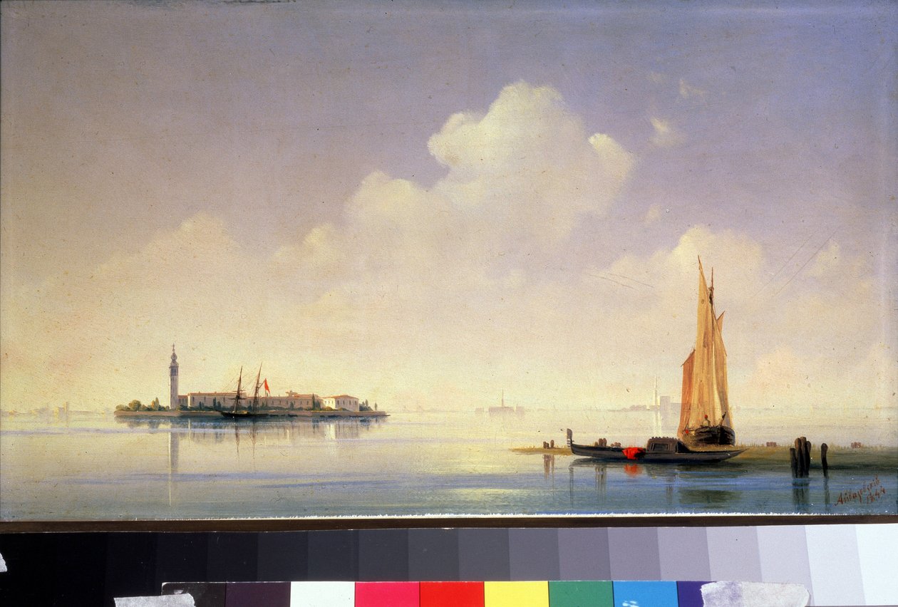 A velencei lagúna, kilátás a San Giorgio Maggiore szigetére (Saint-Georges-Majeur, Saint Georges Major) (A velencei lagúna, kilátás a San Giorgio Maggiore-ra). Ivan Konstantinovics Aivazovsky festménye (Ivan Konstantinovitch Aivazovsky alkotó: Ivan Konstantinovich Aivazovsky