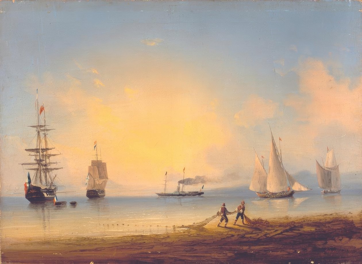 Orosz és francia fregattok alkotó: Ivan Konstantinovich Aivazovsky