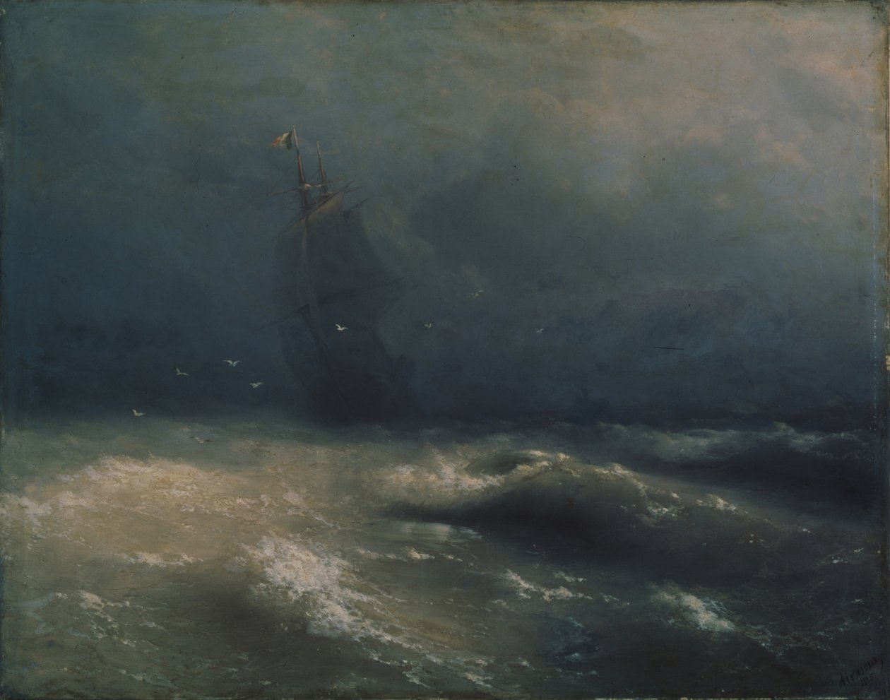 Vihar a tengerparton Nizza mellett, 1885 alkotó: Ivan Konstantinovich Aivazovsky