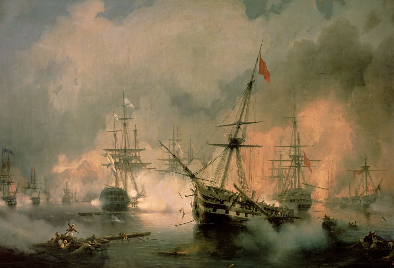 A navarinói csata, 1827. október 20 alkotó: Ivan Konstantinovich Aivazovsky