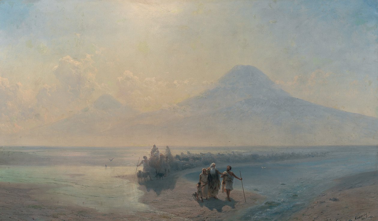 Noé leszállása az Ararát hegyről alkotó: Ivan Konstantinovich Aivazovsky