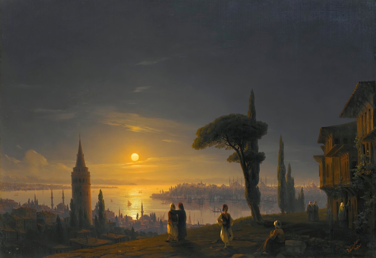 A Galata-torony holdfényben, 1845. alkotó: Ivan Konstantinovich Aivazovsky