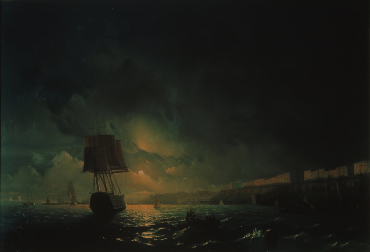 Kilátás Odesszára holdfényes éjszakán, 1896 alkotó: Ivan Konstantinovich Aivazovsky