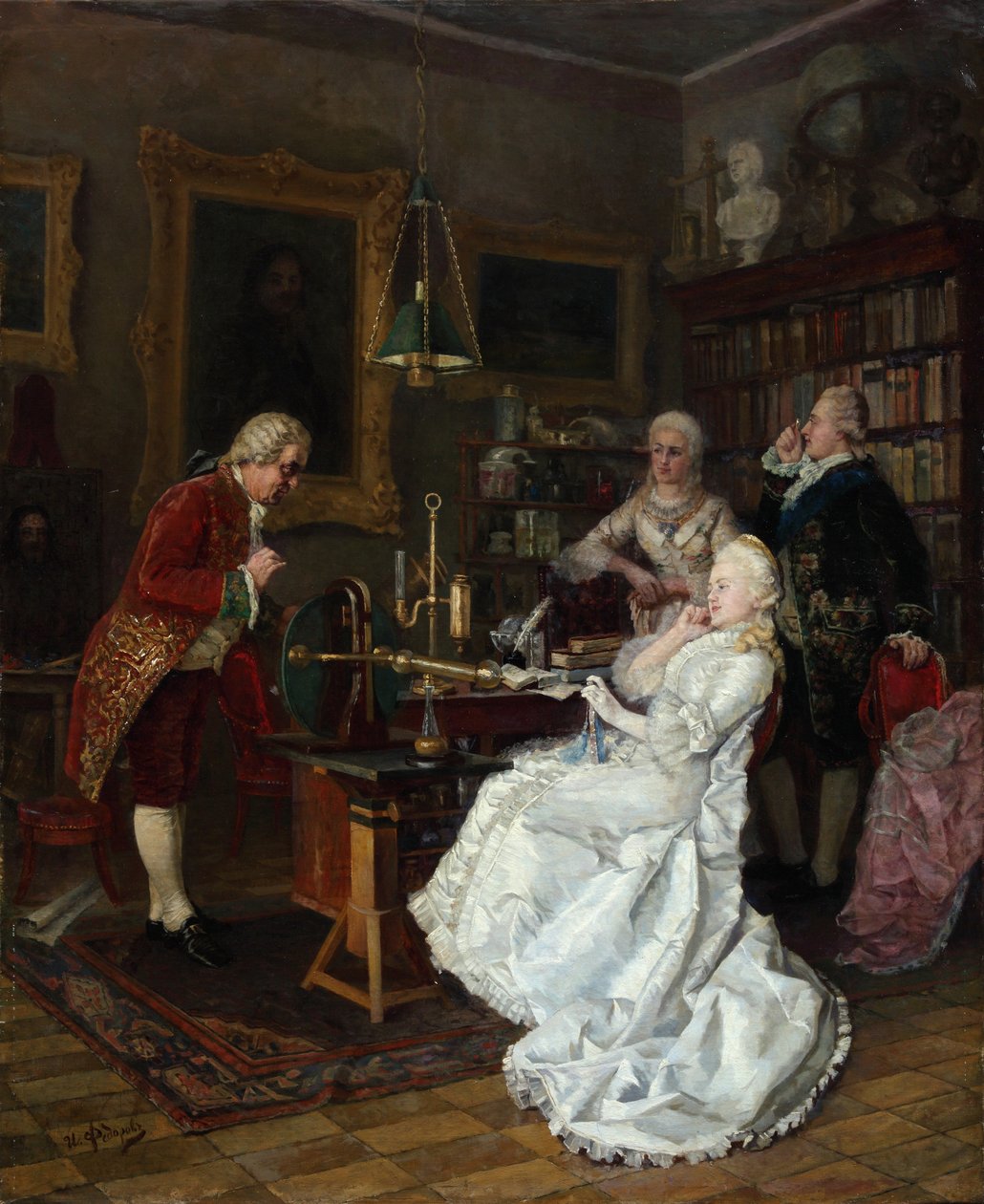 II. Katalin császárné látogatása Mihail Lomonoszov tudósnál, 1884 alkotó: Ivan Kuzmich Fyodorov