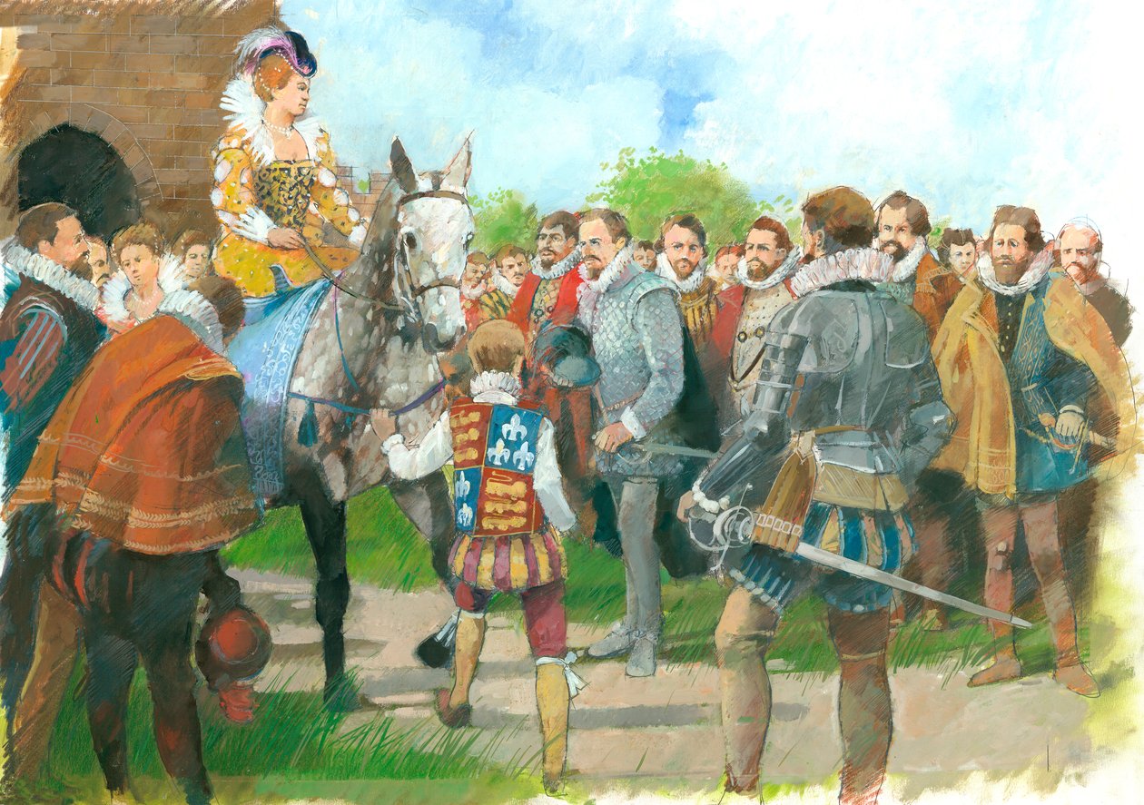 I. Erzsébetet üdvözlik a Kenilworth kastélyban, 1570-es évek, 1990-2010 alkotó: Ivan Lapper