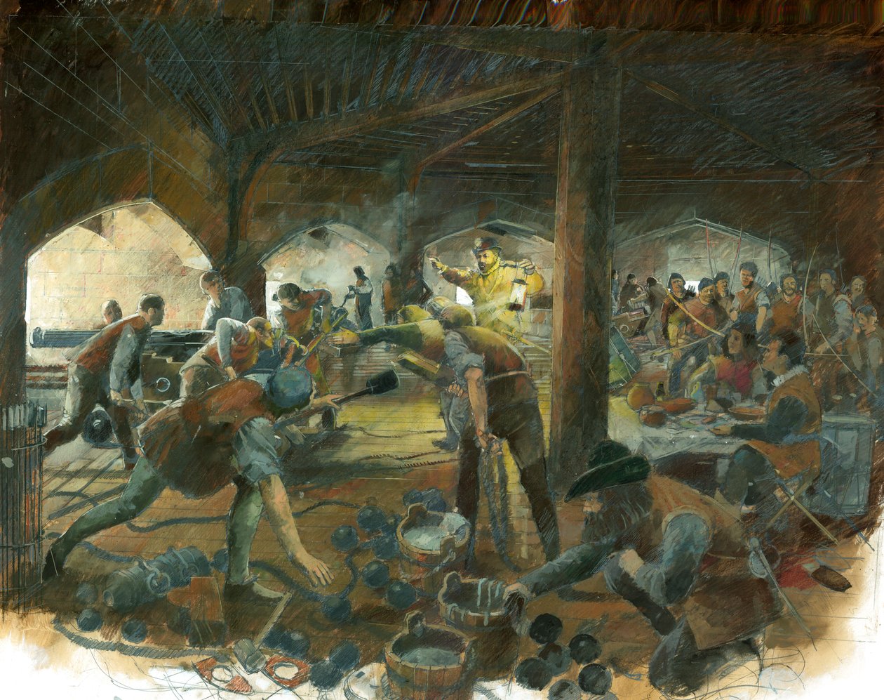 Fegyverfedélzet, Pendennis kastély, Cornwall, 1540-es évek vége c1990-c2010 alkotó: Ivan Lapper