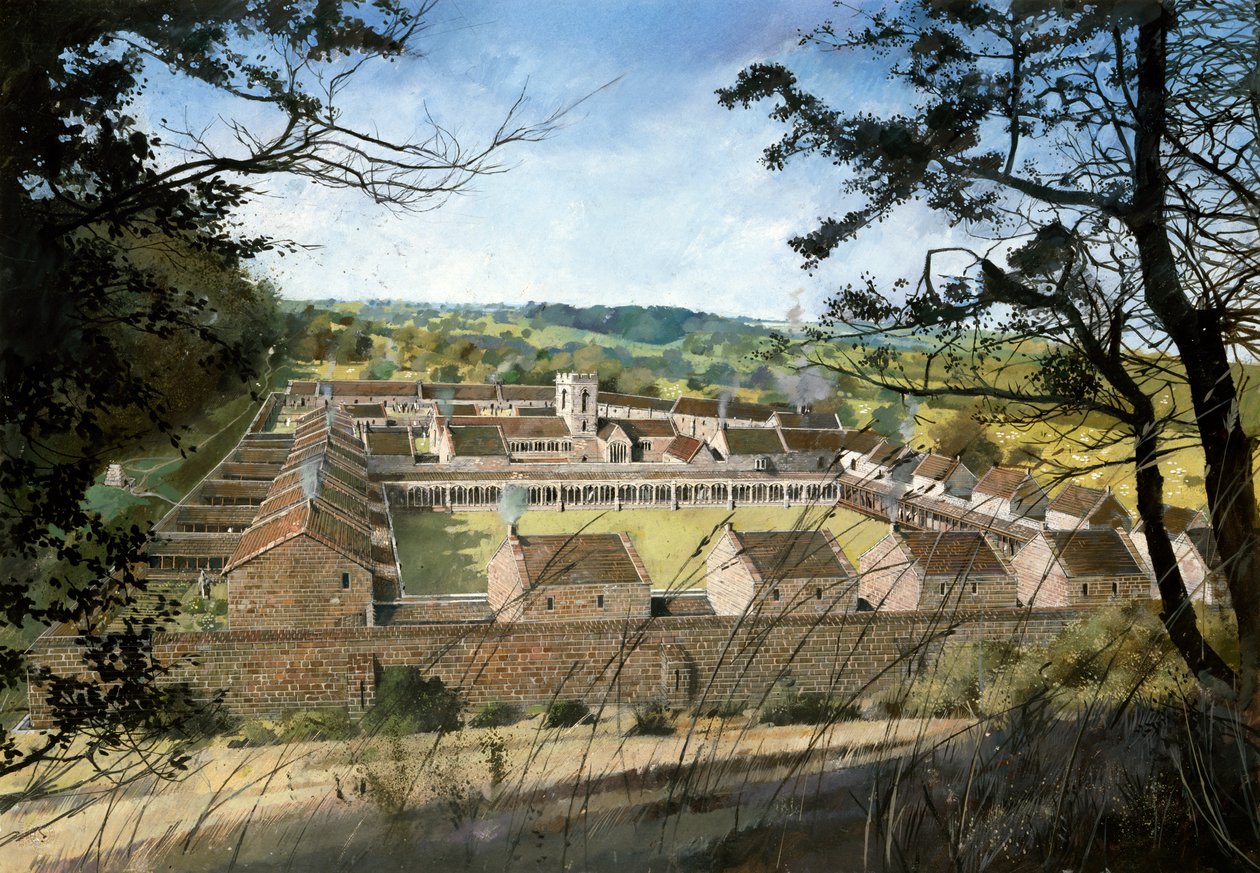 Mount Grace Priory (akvarell, papír) alkotó: Ivan Lapper