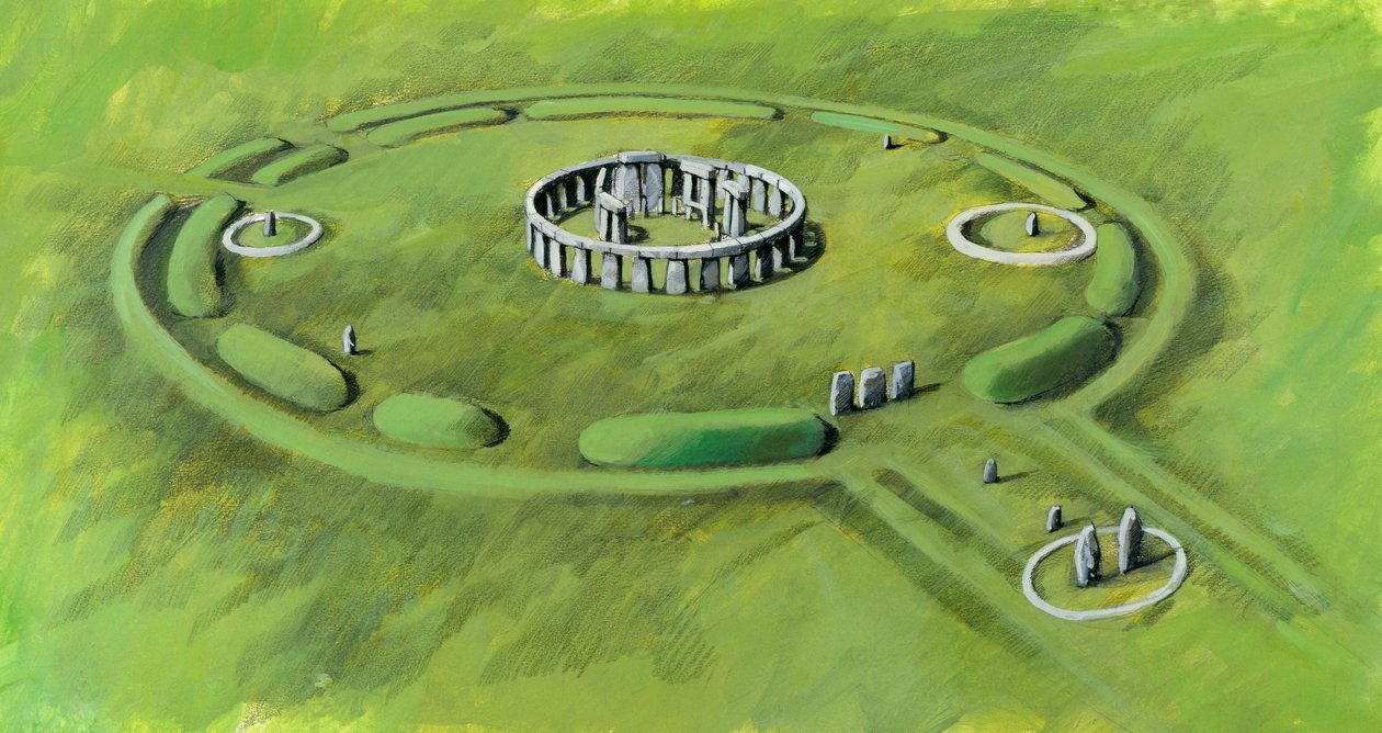 Stonehenge: a Sarsen-kör és a körút építése a harmadik fázis csúcsán alkotó: Ivan Lapper