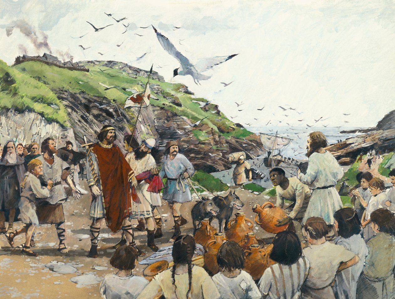 Tintagel kastély Arthur király legendás szülőhelye, Cornwall, sötét középkor, 1994. alkotó: Ivan Lapper