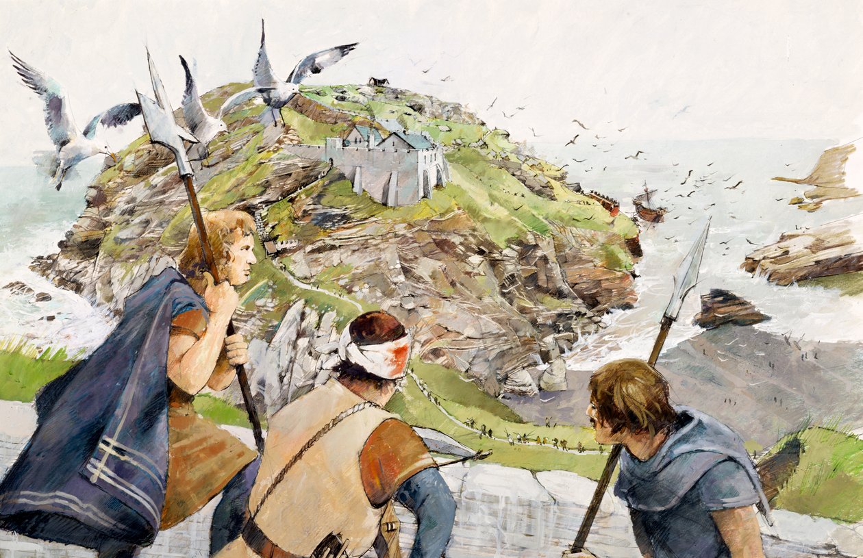 Tintagel Castle 1230-ban (akvarell, papír) alkotó: Ivan Lapper