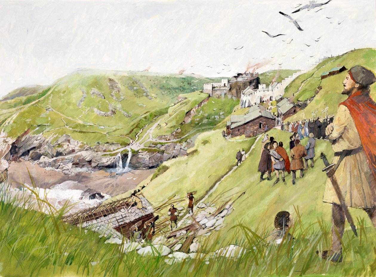 Tintagel Castle a középkorban (akvarell, papír) alkotó: Ivan Lapper