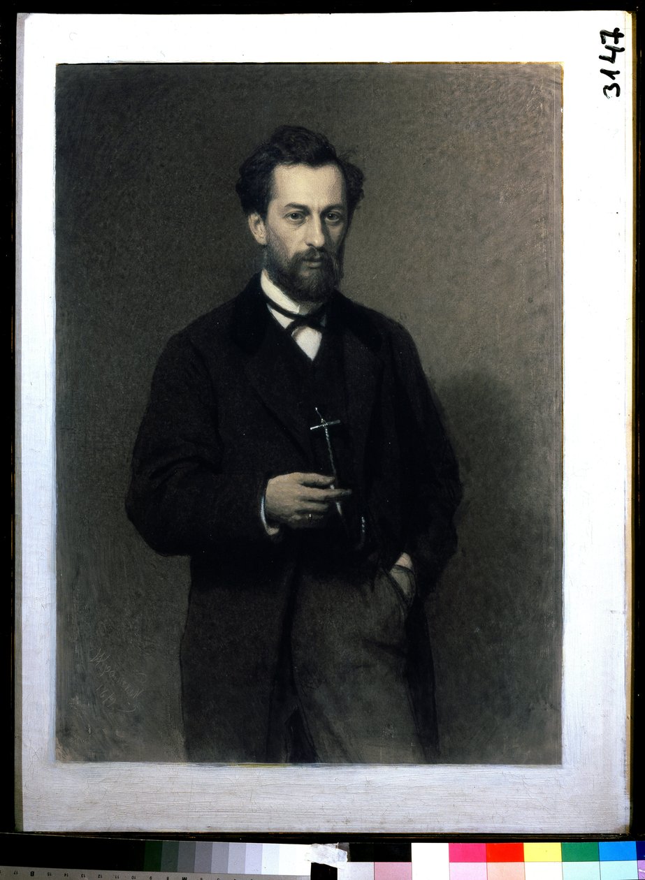 A művész, Mihail Konstantinovics Klodt báró von Jurgensburg (Michail Clodt, Michael Konstantinow Clodt) portréja (1832-1902) (M.K.Clodt művész portréja). Ivan Nyikolajevics Kramskoi (1837-1887) festménye, olaj, vászon alkotó: Ivan Nikolaevich Kramskoy