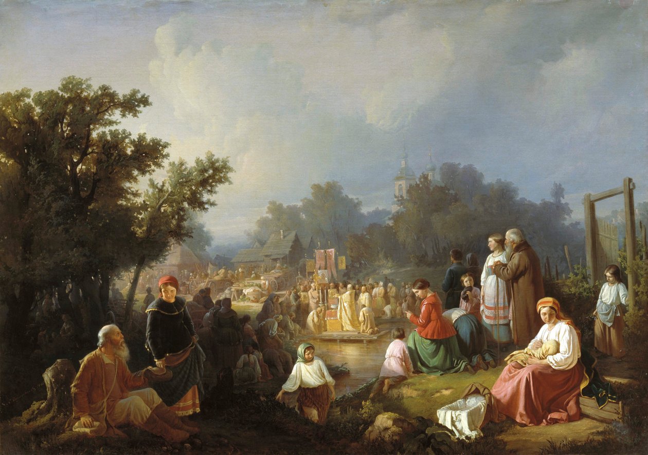 Vizek megáldása egy vidéki faluban”, 1858. alkotó: Ivan Petrovich Trutnew