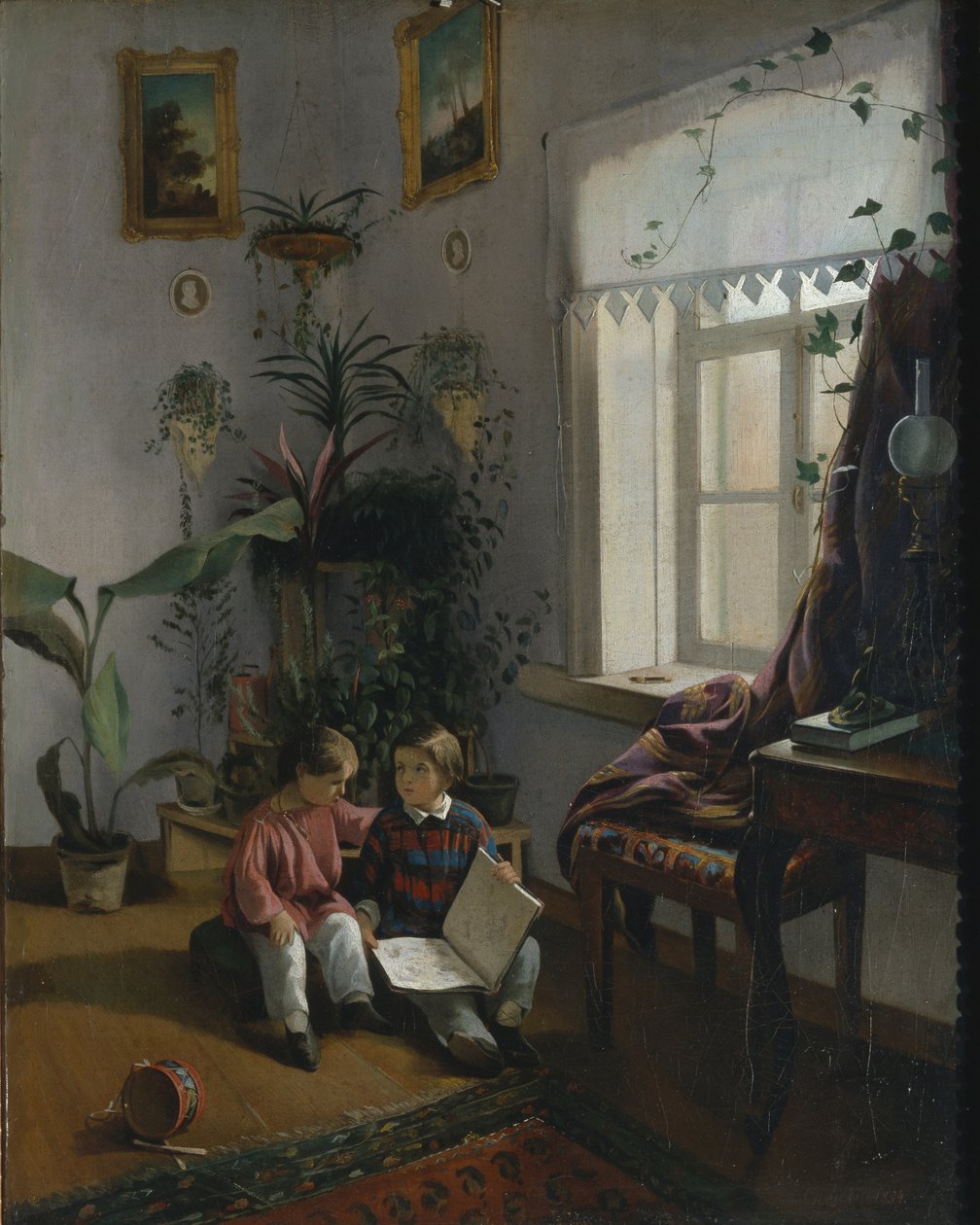 A szobában. Fiatal fiúk könyvet néznek, 1854 alkotó: Ivan Phomich Khrutsky
