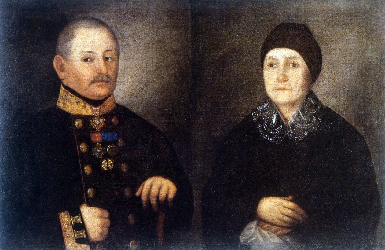 Kroupianov őrnagy és felesége portréja alkotó: Ivan Vasilievich Tarkhanov