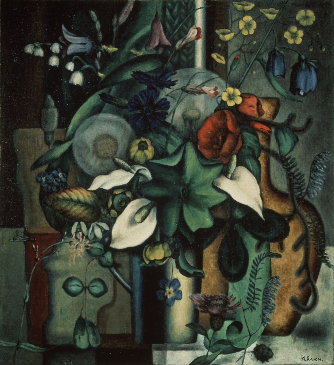 Csendélet virágokkal és kancsóval, 1929 alkotó: Ivan Vassilyevich Klyun