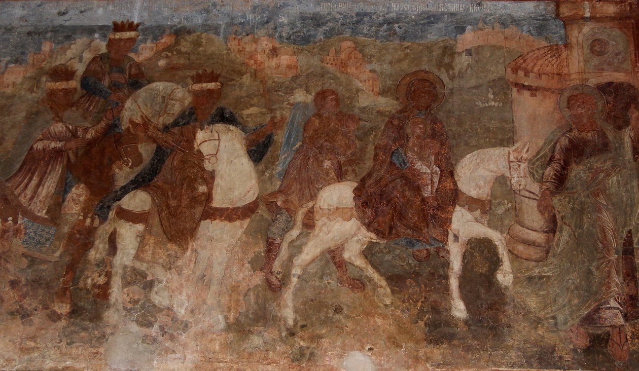 Freskó a Szűzanya-székesegyházban, Novgorod, 18. század eleje. alkotó: Ivan Yakovlevich Bakhmatov